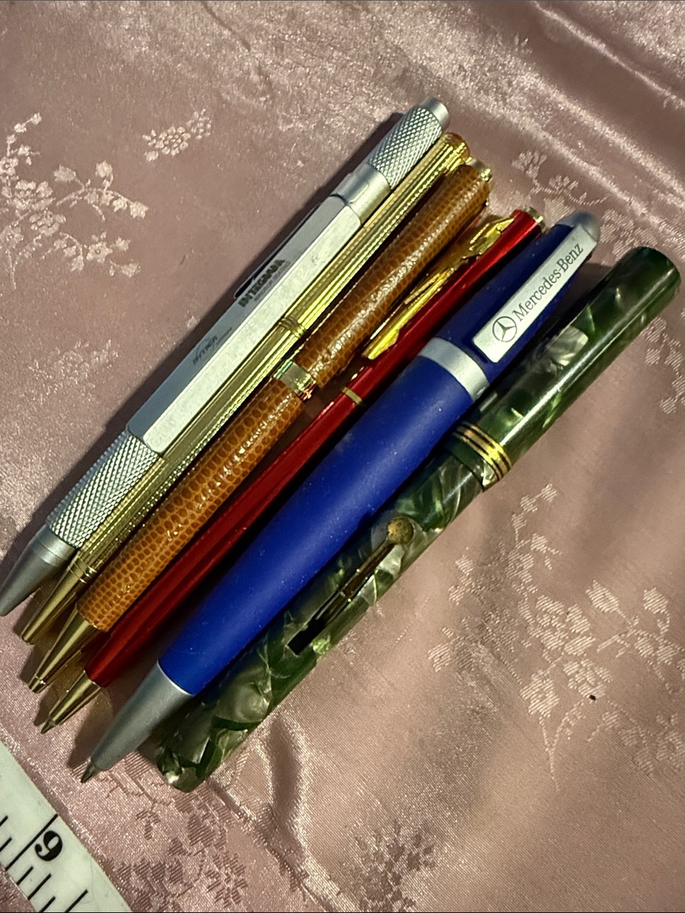 Assorted Vintage Pens with Mercedes-Benz Branded Blue Pen